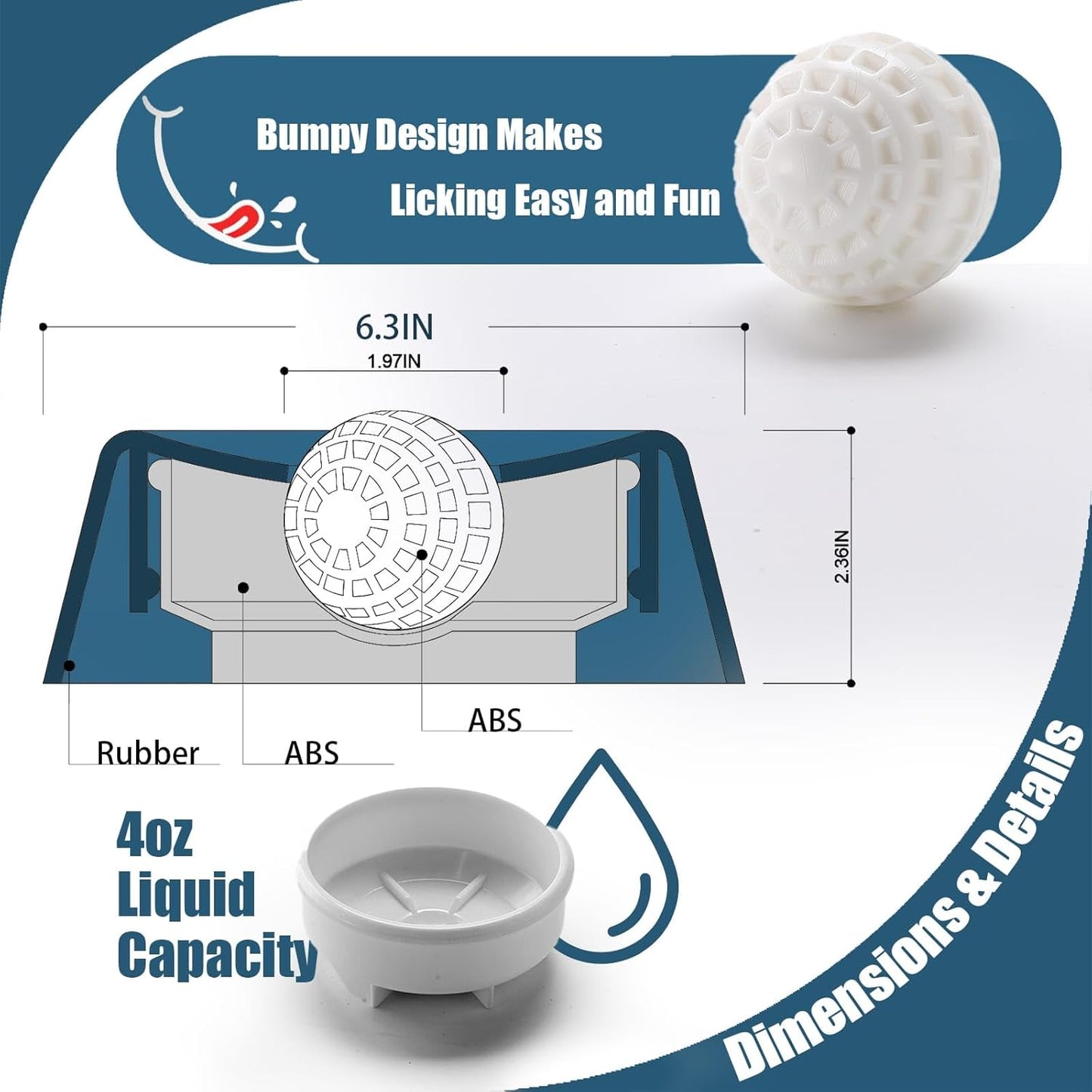 Lick and Roll Bowl for Dogs – Innovative No-Mess Slow Feeder for Bone Broth, Yogurt, and Supplements with Anti-Spill Rolling Ball | Ideal for Senior Dogs, Puppies, and Post-Operative Nutrition