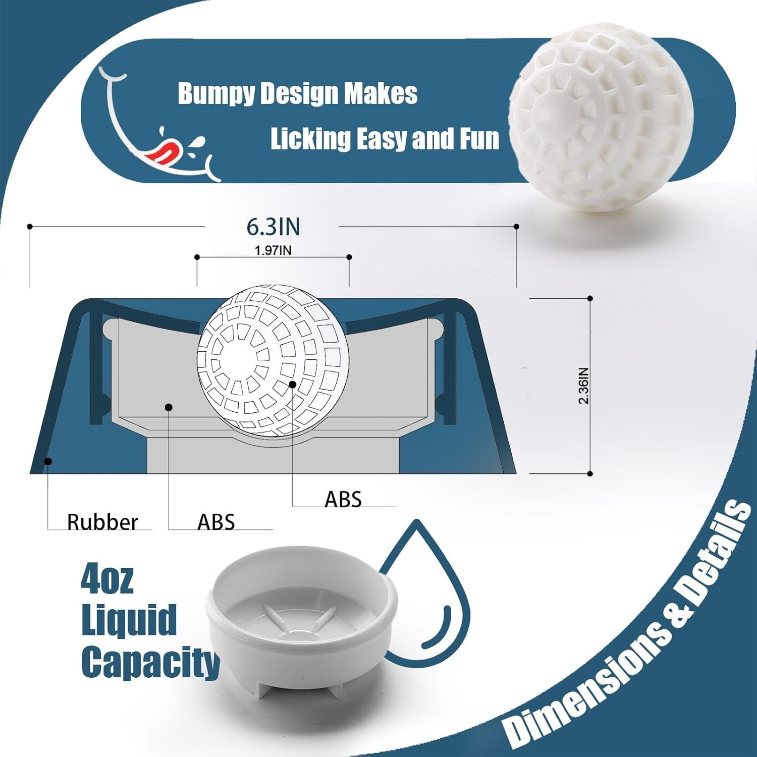 Lick and Roll Bowl for Dogs – Innovative No-Mess Slow Feeder for Bone Broth, Yogurt, and Supplements with Anti-Spill Rolling Ball | Ideal for Senior Dogs, Puppies, and Post-Operative Nutrition